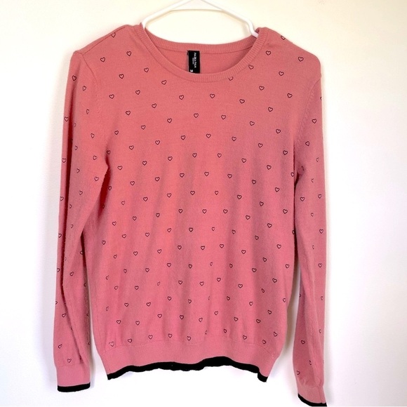 Piazza Italia crew neck pink with hearts sweater - Picture 1 of 5